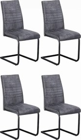 Zestaw 4 krzeseł do jadalni - tkanina i czarny metal - szary - TIBER