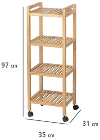 Regał łazienkowy na kółkach NORWAY z czterema półkami, drewno orzechowe, WENKO