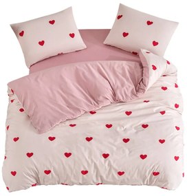 Różowa pościel jednoosobowa z prześcieradłem/3-częściowa 160x220 cm Red Heart – Mila Home