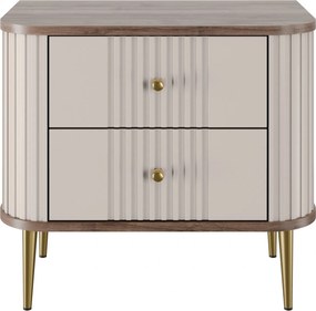 Zestaw szafek nocnych Vesper 56 cm - kaszmir / orzech / złote nogi