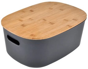 Antracytowy plastikowy pojemnik z pokrywką 24x18x12,5 cm – Homéa