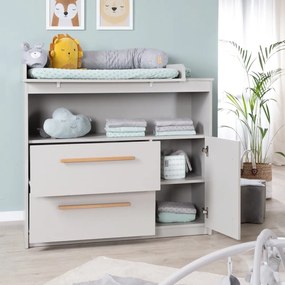Jasnoszara komoda dziecięca z przewijakiem 107x98x75 cm Lea – Roba