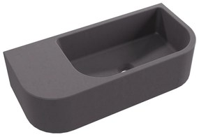 Umywalka betonowa wisząca / nablatowa półokrągła z półką bez otworu na baterię 65 x 30 cm LARMO | różne kolory : Kolor - Brązowy, Typ montażu - podwieszana