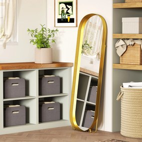 HOMCOM Lustro całego ciała z ramą metalową, 160 x 50 cm, złota rama, do salonu, sypialni