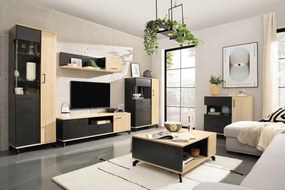 Komoda Madison MD11 z szufladą 90 cm - czarny / dąb biszkoptowy