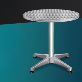 Casaria Regulowany aluminiowy stół barowy NERO Ø60 cm, srebrny