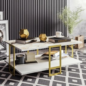 Stolik konferencyjny Polka White and Gold