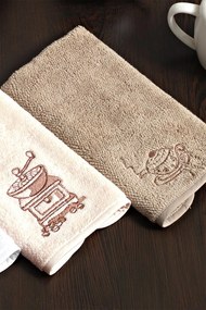 Ręczniki kuchenne COFFEE, 3 szt Śmietankowy