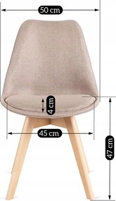 Zestaw Stół Prostokątny Rozkładany SKUBI 120-160 cm Dąb Artisan i 4 Krzesła Tapicerowane do Jadalni NEVEL Beżowe Skandynawskie