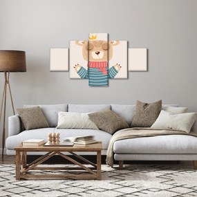 Obraz - Beżowy miś z koroną (125x70 cm)