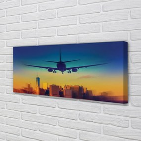 Duży obraz na płótnie Samolot o Zachodzie Słońca
