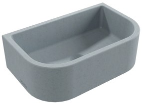 Umywalka betonowa półokrągła wisząca / nablatowa bez otworu na baterię 49 x 30 cm PALANGA | różne kolory : Kolor - Ciemny szary, Typ montażu - nablatowa