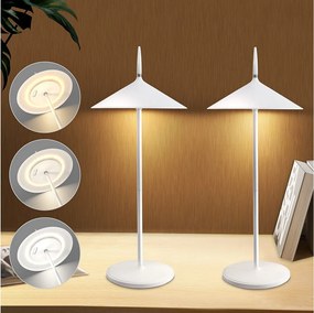 NETTLIFE Lampa stołowa zasilana bateryjnie lampa nocna LED 2 sztuki bezprzewodowe lampy stołowe 1800mhA akumulatorowe dotykowe ściemnialne nowoczesne białe IP44