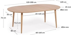 Rozkładany stół w dekorze dębu ø 120 cm Oqui – Kave Home