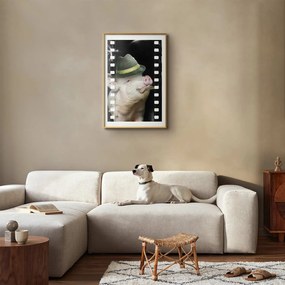 Plakat Świnia z wąsami 40x60 cm z ramą złotą z marginesem ARTGEIST B
