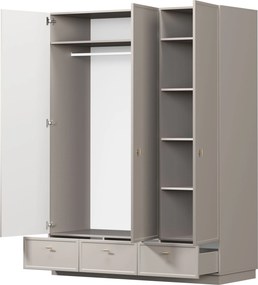 Szafa Lorini 150 cm z półkami - kaszmir / złote uchwyty T-bar