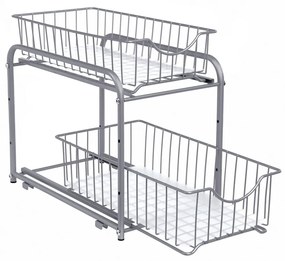 Organizer z wysuwanymi koszami SOLIDO do układania w stos, szary