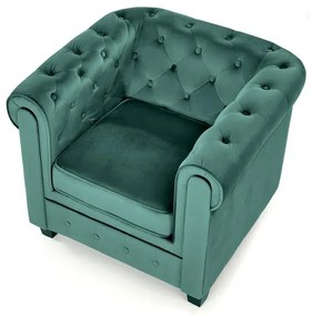 Zielony pikowany fotel w stylu Chesterfield - Vismos 3X