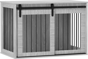 PawHut Klatka dla psa z drzwiami przesuwnymi wentylowana stalowa 98x58x61 cm szara | Aosom PL