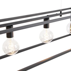 Nowoczesna prostokątna lampa wisząca czarna 5-światłowa - Cage