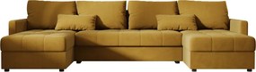 Rozkładana sofa narożna w kształcie U VENORIA 285x146 cm, musztardowa + 2 poduszki GRATIS