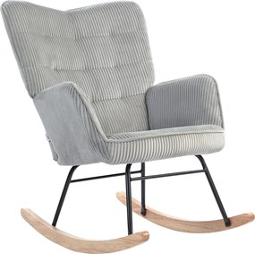HOMCOM Vintage fotel bujany, zakrzywione płozki, grube wypełnienie, buk i stal, jasnoszary