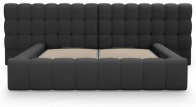 Czarne tapicerowane łóżko dwuosobowe ze schowkiem i stelażem 160x200 cm Mamaia – Micadoni Home