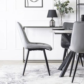 Krzesło Tapicerowane do Jadalni RIO Szare Welurowe Nowoczesne Loft