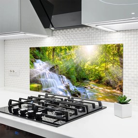 Szkło do Kuchni na Ścianę Leśny Potok I Wodospad