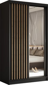 Szafa Przesuwna LAMELLO 120 cm z Lustrem Szafa Dwudrzwiowa Czarna