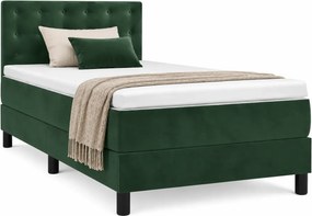 Zielone kontynentalne łóżko z materacem 90x200 L3-W68