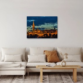 Obraz oświetlonego budynku (70x50 cm)
