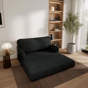 Masseno Sofa piankowa KESTE z funkcją spania, Kanapa z pianki do salonu, Bezmontażowa, Tkanina bucle – Czarny QUELLE 100