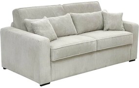 Kanapa 4-osobowa rozkładana typu express z kremowej tkaniny - Miejsce do spania 160 cm - Materac 16 cm - MONDOVI