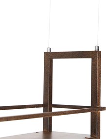 Industrialna lampa wisząca rdzawo-brązowa z półką 4-światłowa - Cage Rack