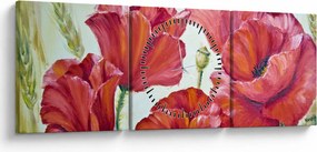 Obraz - Kwiaty maku (z zegarem) (90x30 cm)