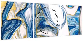 Obraz - Fale z marmuru (z zegarem) (90x30 cm)