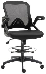 Vinsetto fotel biurowy do pracy na stojąco wysokie krzesło obrotowe z podnóżkiem regulacja wysokości ergonomiczny siatka do 120 kg czarny | Aosom PL