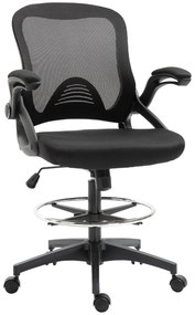 Vinsetto Fotel obrotowy z podnóżkiem ergonomiczne krzesło do biurka regulowane czarne | Aosom PL