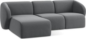 Szary aksamitny narożnik (lewostronny/z szezlongiem) Lani – Makamii