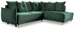 Zielony sztruksowy rozkładany narożnik (prawostronny) Lazy Lukka – Miuform