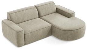 Beżowy narożnik z tkaniny szenilowej (prawostronny/z szezlongiem) Omao – Makamii