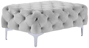 Puf Chesterfield z weluru jasnoszary – EDWINA