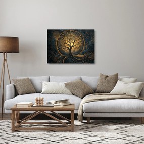 Obraz na szkle – Drzewo ze złotą aurą (70x50 cm)