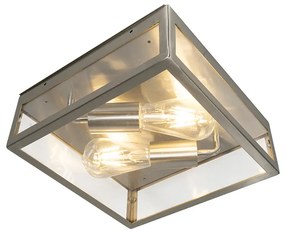 Zewnetrzna Nowoczesna kwadratowa lampa sufitowa zewnętrzna stalowa 2-światłowa - Rotterdam Nowoczesny Oswietlenie zewnetrzne