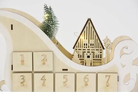 Kalendarz adwentowy świąteczny, sanie, 10 LED, na baterie