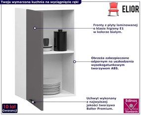 Szara minimalistyczna górna szafka do kuchni Lorina 6X