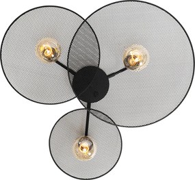 Designerska lampa ścienna czarna z siatką 3-punktowa - Jane