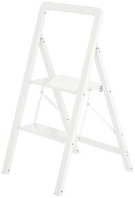 HOMCOM Drabina 2-stopniowa, Składana, Antypoślizgowa Platforma, Biała