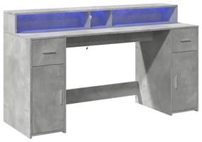 Biurko podświetlane z szafkami 160 cm beton - Duna